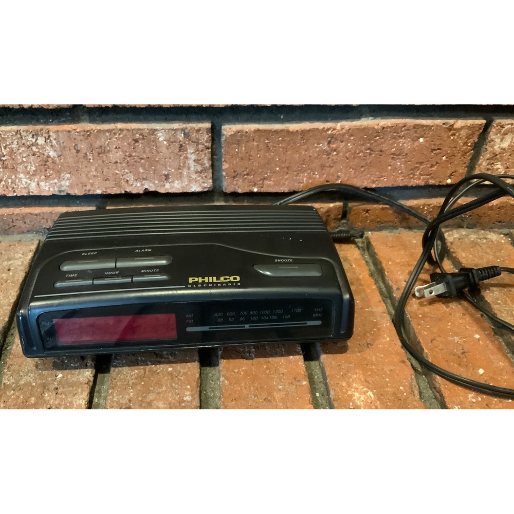 Vintage Philco Black AM/FM Alarm Clock Radio #789K‎